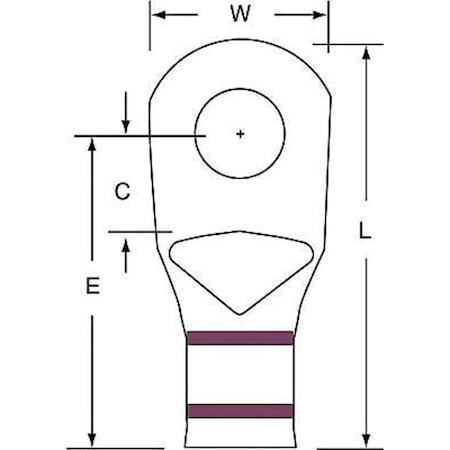 3M Compression Lug Ring Tongue, 2 AWG Max, 3/8 in Stud, Short Barrel, Copper, Brown, 100 PK MC2-38RX