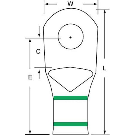 3M Compression Lug Ring Tongue, 1/0 AWG Max, 3/8 in Stud, Short Barrel, Copper, Pink, 100 PK MC1/0-38RX