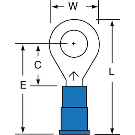 3M Ring Terminal, 1/4 in Stud Size, 14 AWG, 600 V, Vinyl Insulated, Blue, Crimp Termination Only MV14-14R/SK