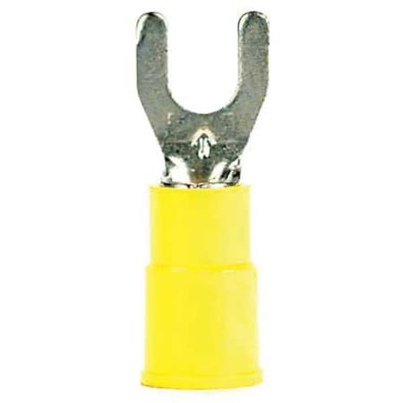 3M Fork Terminal, #10 Stud Size, 10 AWG, 600 V, Vinyl Insulated, Yellow, Crimp Termination Only MVU10-10FK