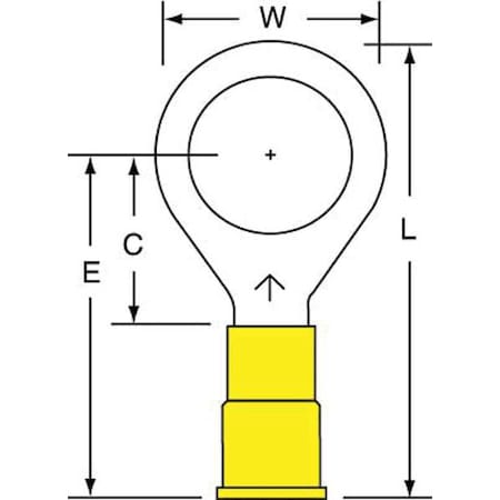 3M Ring Terminal, 1/2 in Stud Size, 10 AWG, 600 V, Vinyl Insulated, Yellow, Crimp Termination Only MV10-12RK