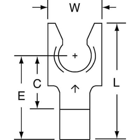3M Fork Terminal, 1/4 in Stud Size, 10 AWG, 600 V, Bare Insulated, Yellow, Crimp Termination Only M10-14FLK