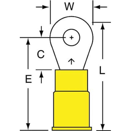 3M Ring Terminal, #6 Stud Size, 10 AWG, 1,000 V, Nylon Insulated, Yellow, Crimp Termination Only MNG10-6RK