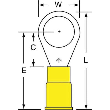 3M Ring Terminal, 3/8 in Stud Size, 10 AWG, 600 V, Vinyl Insulated, Yellow, Crimp Termination Only MVU10-38R/SK