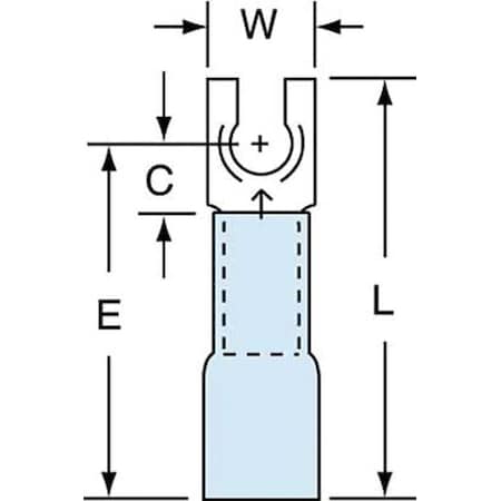 3M Fork Terminal, #6 Stud Size, 14 AWG, 600 V, Heat Shrink Insulated, Blue, Crimp Termination Only MH14-6FLK