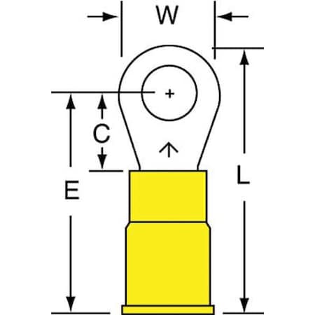 3M Ring Terminal, #10 Stud Size, 10 AWG, 600 V, Vinyl Insulated, Yellow, Crimp Termination Only MVU10-10RK