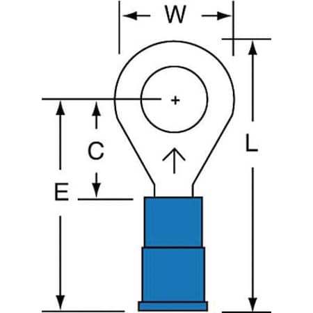 3M Ring Terminal, 1/4 in Stud Size, 14 AWG, 600 V, Vinyl Insulated, Blue, Crimp Termination Only MVU14-14R/SK