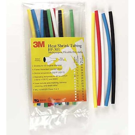 3M Heat Shrink Tube, Thin Wall, 2:1 I.D. Shrink Ratio, 0.5 in I.D. Before Shrinking, Red, 4 ft, 100 PK FP301-1/2-48"-RED-100 PCS