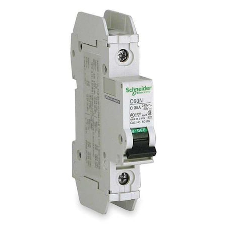 Schneider Electric IEC Miniature Circuit Breaker, C60N Series, 1 A, 1 Pole, 120/240V AC, 10kA at 120/240V AC, D Curve 60118