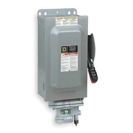 SQUARE D Nonfusible Safety Switch, Heavy Duty, 600V AC, 3PST, 60 A, NEMA 1 HU362WC