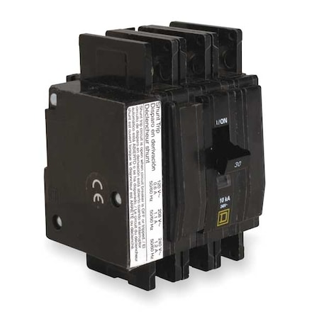 Square D Miniature Circuit Breaker, QOU Series, 30 A, 3 Pole, 120/240V AC, 10kA at 120/240V AC QOU3301021