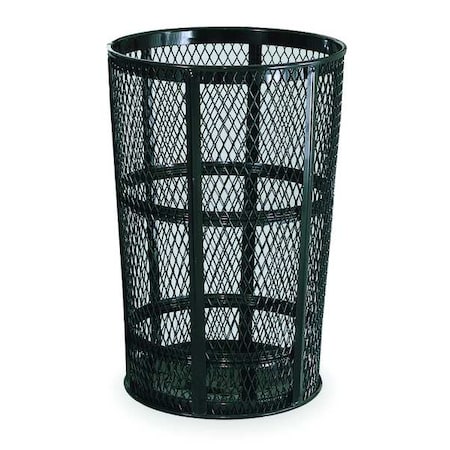 Rubbermaid Commercial Street Basket 45 gal Round Outdoor Can, Black, None, Steel, Not Applicable FGSBR52BK