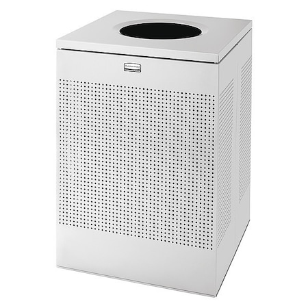 Rubbermaid Commercial SILHOUETTE 40 gal Square Indoor Metal Can, Silver Metallic, None, Steel, 21 3/4 in FGSC22EPLSM