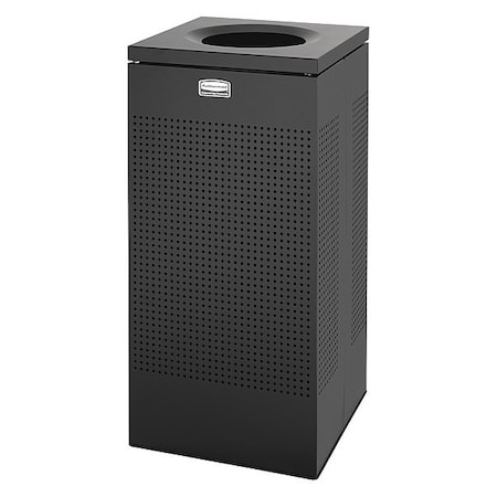 Rubbermaid Commercial SILHOUETTE 16 gal Square Trash Can, Textured Black, None, Steel, 14 3/4 in FGSC14EPLTBK