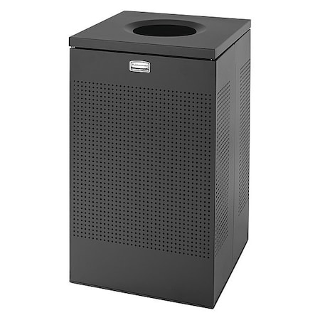 Rubbermaid Commercial SILHOUETTE 20 gal Square Trash Can, Textured Black, None, Steel, 18 3/4 in FGSC18EPLTBK