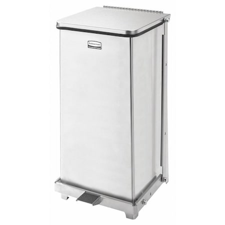 Rubbermaid Commercial Defender 6-1/2 gal Square Step-On Can, Stainless Steel, Foot Pedal, Stainless Steel, 12 in FGST12SSPL