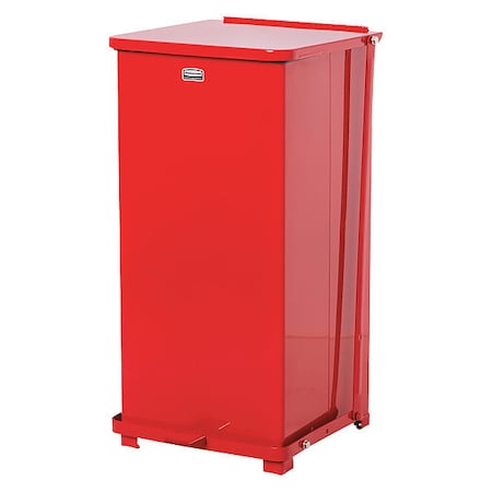 Rubbermaid Commercial Defender 13 gal Square Step-On Can, Red, Foot Pedal, Steel, 15 in FGST24EPLRD