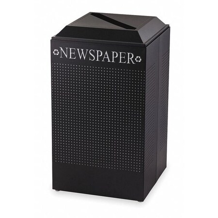 Rubbermaid 29 gal. Stationary Recycling Container, Black, Steel, 1 Openings FGDCR24PTBK