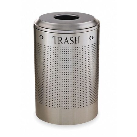 Rubbermaid Commercial 26 gal. Square Trash Can, Silver, None, Stainless Steel FGDRR24TSS
