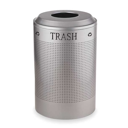 Rubbermaid 26 gal. Round Trash Can, Silver Metallic, None, Steel FGDRR24TSM