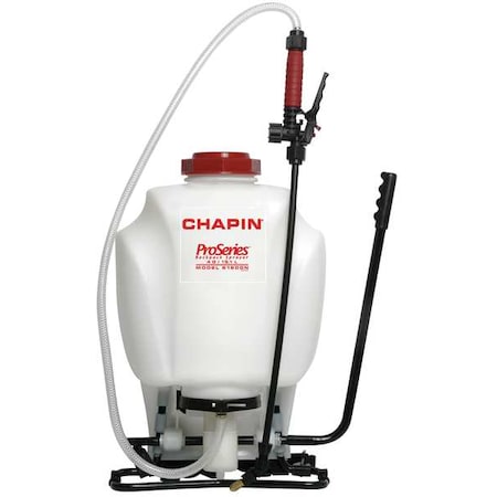Chapin 4 gal Backpack Sprayer, Poly, 48 in L Hose, 18 in L Wand, Cone/ Fan Nozzle Spray Pattern, 90 psi Max 61800