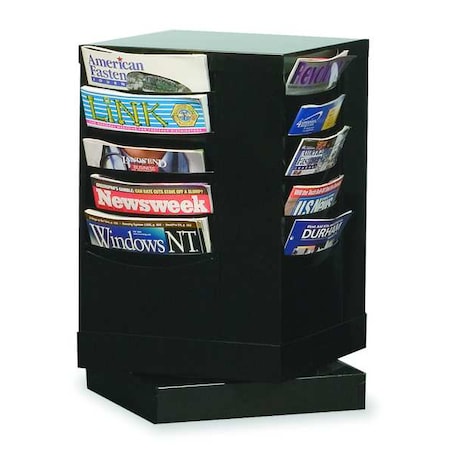 Durham Mfg Magazine Display 20 Compartments, 14-1/8"W x 14-1/8"D Black 409-08