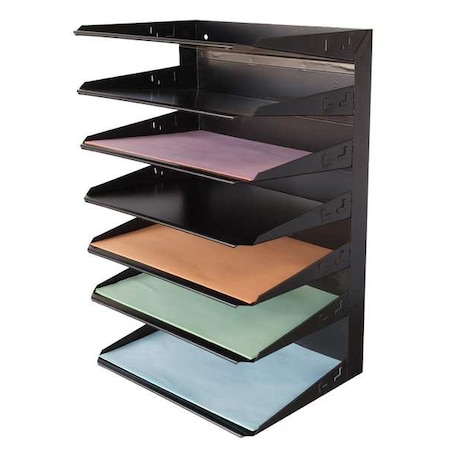 Zoro Select File Holder, Black, Steel, 12 in W, 8 3/4 in L, 17 3/4 in H, 7 Number of Compartments 2KEK8