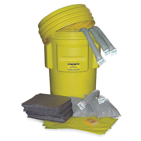 Oil-Dri Spill Kit, 109 gal Volume Absorbed per Kit, 95 gal Capacity, Drum, Yellow L90667