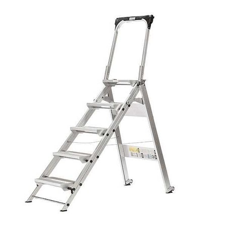 Xtend + Climb Folding Step, 5 Steps, 375 lb Load Capacity, 66 3/4 in Overall Height, Aluminum, Silver WT-5