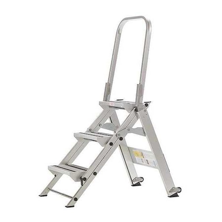 Xtend + Climb Folding Step, 3 Steps, 375 lb Load Capacity, 45 in Overall Height, Aluminum, Silver WT-3