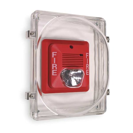 Safety Technology International Audible and Strobe Guard, Polycarbonate, Flush Mount, 6 1/2 in W x 8 1/2 in H x 4 in D, Clear STI-1221E