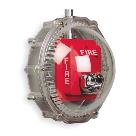 Safety Technology International Audible and Strobe Guard, Polycarbonate, Surface Mount, 9 3/8 in W x 8 1/2 in H x 4 1/2 in D, Clear STI-1217