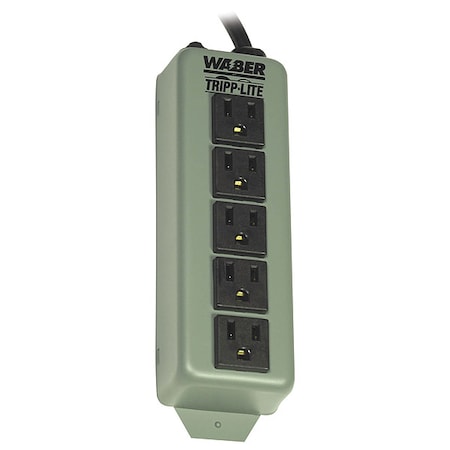 TRIPP LITE Outlet Strip, 15A, 5 Outlet, 6 ft, Gray 602