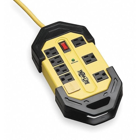 Tripp Lite Outlet Strip, Surge, 8 5-15R, 5-15P, 12 ft., Black/Yellow TLM812SA