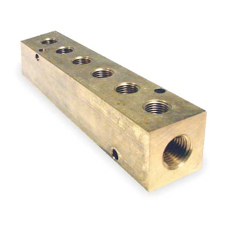 Pneumadyne Manifold, Metal, Brass, NPT, 5-5/8 In. L M20-250-6-BRS