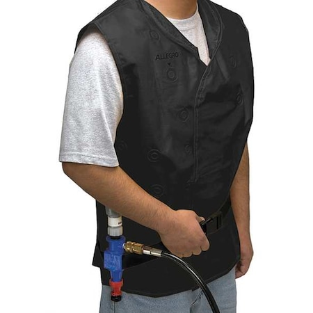 Allegro Industries Vortex Cooling Vest, PVA, Compressed Air, Continuous Max Cooling Time, Hook-and-Loop Closure, Black 8300