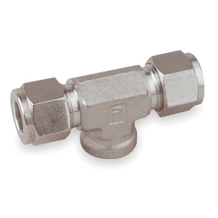 Parker 1/2" x 3/8" Compression x FNPT 316 SS Female Branch Tee 8FBT6N-316