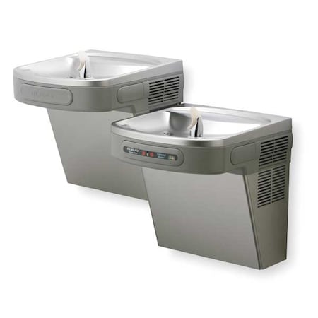 Elkay On-Wall Two-Level Drinking Fountain, 2 Level, 19 in D, 25 5/16 in H, 36 3/4 in W LZOSTL8SC