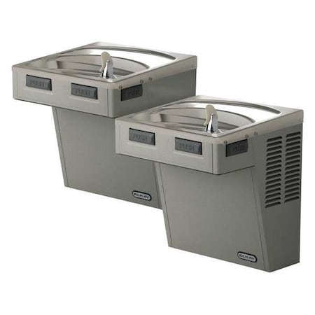 Elkay On-Wall Two-Level Drinking Fountain, 2 Level, 18 5/8 in D, 27 in H, 36 1/4 in W EMABFTL8LC