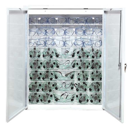 Sellstrom Eyewear Germicidal Cabinet, Case with Door, Steel, 32 in H x 24 1/2 in W x 9 1/2 in D, White S90494