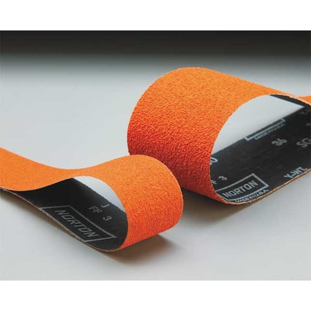 Norton Abrasives Sanding Belt, 3 in W, 132 in L, Coated, Ceramic, 50 Grit, Coarse, Blaze R980P, Orange 69957344763
