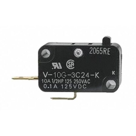 Omron Miniature Snap Action Switch, Pin, Plunger Actuator, 1NO, 10A @ 240V AC Contact Rating V-10G-3C24-K