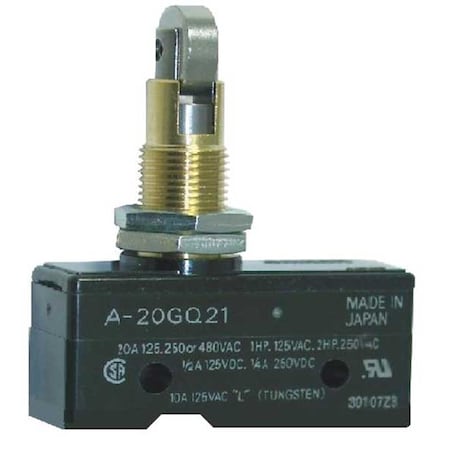 Omron Snap Action Switch, Roller, Panel Mount, Plunger Actuator, SPDT, 20 A at 480 V AC Contact Rating A-20GQ21