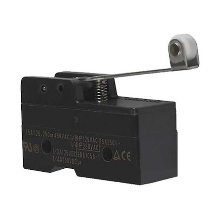 Omron Snap Action Switch, Hinge Roller, Lever Actuator, SPDT, 15 A at 480 V AC Contact Rating Z-15GW2