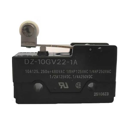 Omron Snap Action Switch, Hinge Roller, Lever Actuator, DPDT, 10 A at 240 V AC Contact Rating DZ-10GV22-1A