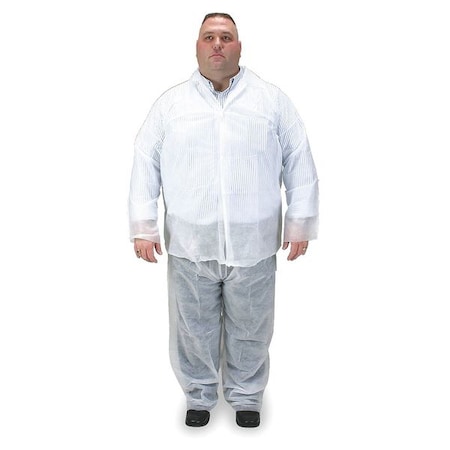 Condor Disposable Pants, Polypropylene, 35 g/sq m, Serged, Open Ankle, Light Duty, White, Size 4XL/5XL 2KTR8