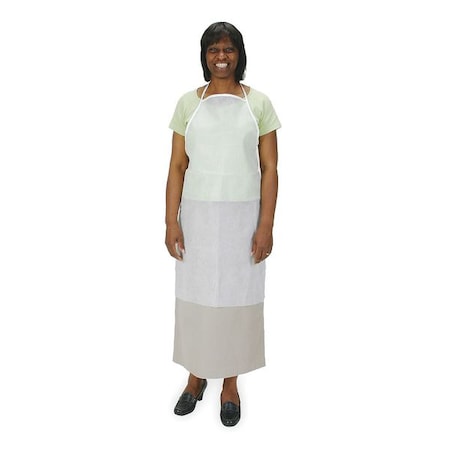 Condor Disposable Apron, Polypropylene, Serged, 12.5 mil, 35 1/2 in, White, Universal, 100 PK 2KTT8