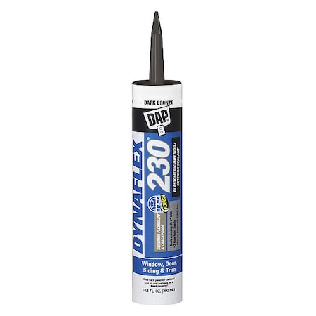Dap Acrylic Latex Elastomeric Sealant, 10 oz, Cartridge, Dark Bronze, Elastomeric Latex Base 18420