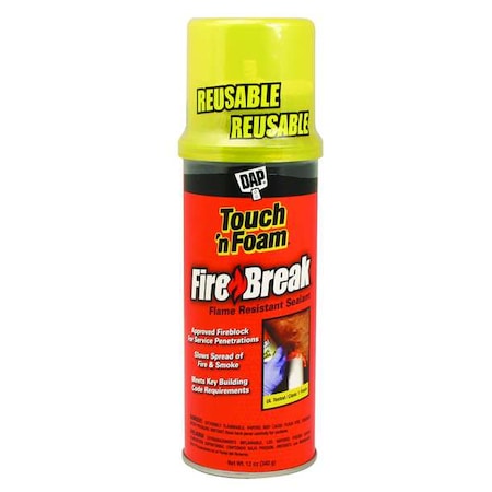 DAP Fire Barrier/Insulation Spray Foam Sealant Kit, Aerosol Can, Orange, 1 Component 7565010012