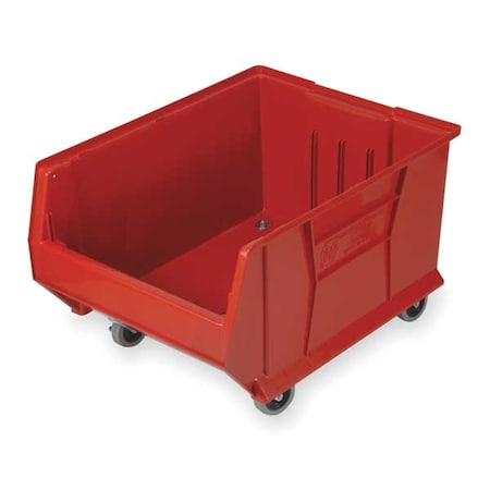 Quantum Storage Systems Mobile Storage Bin, Polypropylene/Polyethylene, Red, 12 in H, 18 1/4 in W, 29 7/8 in L QUS985MOBRD
